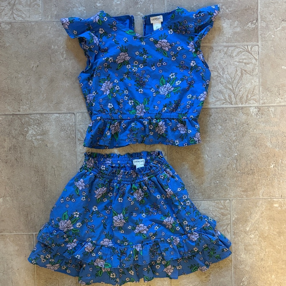 JCrew Crew Cuts Sz 6-7 Floral Two-Piece Set Ruffle
